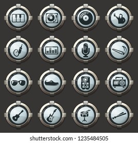 Disco Or Club vector icons in the stylish round buttons for mobile applications and web