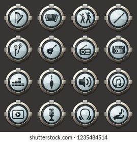 Disco Or Club vector icons in the stylish round buttons for mobile applications and web