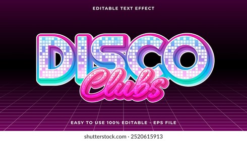 disco clubs typography premium editable text effect, 3D glow text