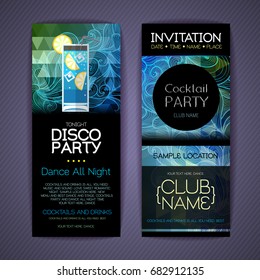 Disco cocktail identity templates. Disco background