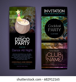 Disco cocktail identity templates. Disco background