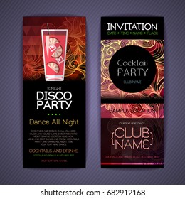 Disco cocktail identity templates. Disco background