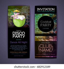 Disco cocktail identity templates. Disco background