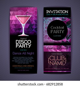 Disco cocktail identity templates. Disco background