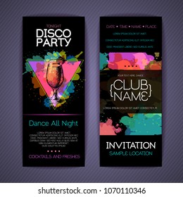 Disco cocktail party corporate identity templates. Disco background