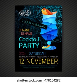 Disco-Cocktail-Party-Poster. 3D Cocktaildesign.