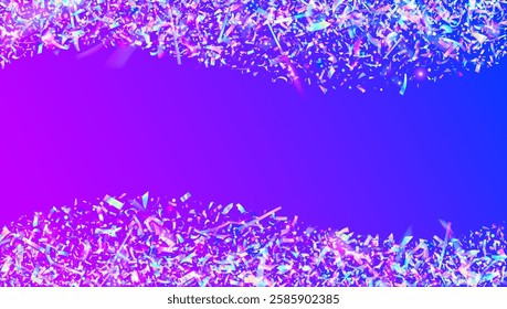 Disco Confetti. Unicorn Design. 3d Effect. Pink Foil Background. Light Christmas Illustration. Retro Pattern. Surprise Banner. Festive Burst. Purple Disco Confetti