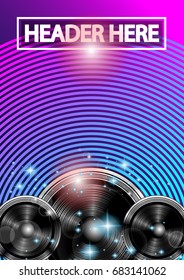 Disco Dance Art Design Poster with Abstract shapes and drops of colors behind the space for text. Modern Artistic flyer or party thai background.