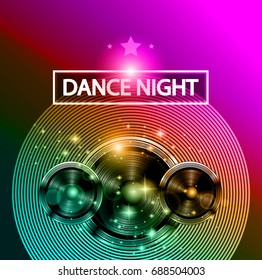 Disco Dance Art Design Poster with Abstract shapes and drops of colors behind the space for text. Modern Artistic flyer or party thai background.