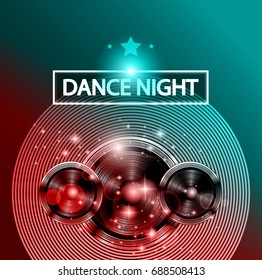 Disco Dance Art Design Poster with Abstract shapes and drops of colors behind the space for text. Modern Artistic flyer or party thai background.