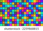 Disco dance floor pattern. Beat maker drum pad, colorful club party led kaleidoscope with glowing cubes and vector background illustration. Shining bright tiles for nightlife entertainment