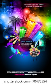 Disco Dance Tropical Music Flyer with colorful background