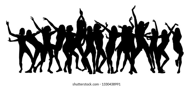 Disco. Dancing girls. Vector illustration