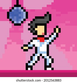 disco dancing with pixel art style