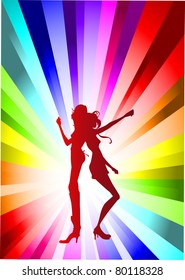Baile disco y gente joven. Ilustración del vector
