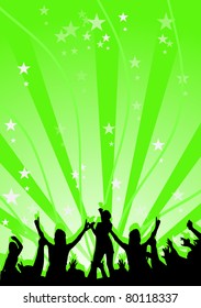 Disco dancing and young people. Vector illustration