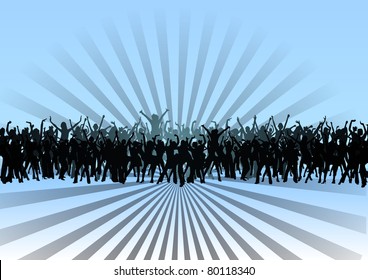 Disco dancing and young people. Vector illustration