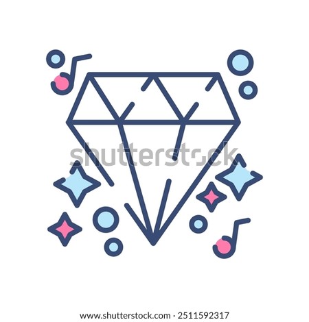 Disco Diamond Fill Color Icon, Vector illustration