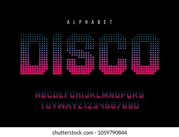 Disco dotted halftoned display font design  alphabet  typeface  letters   numbers  typography  Swatch color control 