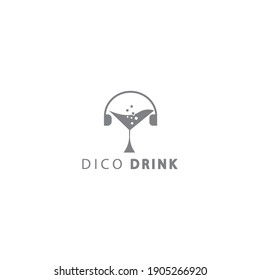 disco drink logo vector illustration glass design