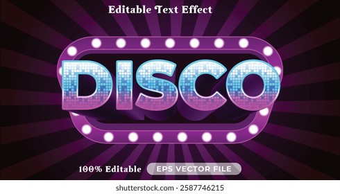 disco editable text effect modern color shiny. glow Text style effect