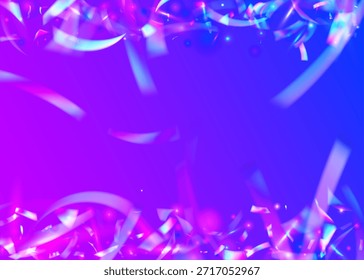 Efecto Disco. Unicornio Tinsel. Cinta de Carnaval. Afiche aislado. Arte Holográfico Serpentina. 3d Ráfaga. Fondo láser rosa. Textura retro. Efecto de disco púrpura