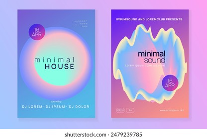 Disco Event. Indie Effect For Brochure. Geometric Pattern For Invitation Shape. Sound And Discotheque Design. Fun Club Party. Pink And Blue Disco Event