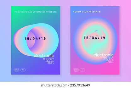 Disco Event. Jazz Electronic Party. Graphic Background For Cover Layout. Fun Glitch For Invitation. Dance And Exhibition Concept. Pink And Blue Disco Event