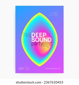 Disco Event. Wavy Electro Poster. Elegant Background For Set Shape. Linear Art For Presentation. Music And Nightlife Design. Pink And Blue Disco Event