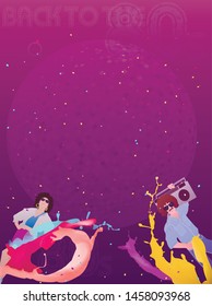 disco festival in the style of 80 years.poster in the style of 80 years.banner background with copy space.vector image