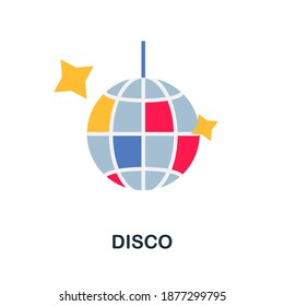 Disco flat icon. Color simple element from wedding collection. Creative Disco icon for web design, templates, infographics and more