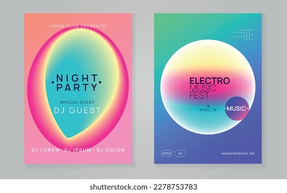 Disco Flyer. Abstract Background For Cover Concept. Fun House Party. Linear Glitch For Presentation. Electronic And Exhibition Layout. Rainbow Disco Flyer