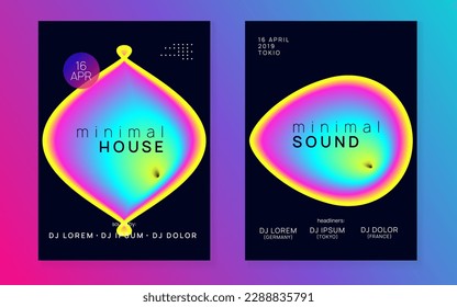 Disco Flyer. Elegant Background For Brochure Vector. Techno And Discotheque Template. Cool Art For Magazine. Linear Sound Banner. Pink And Blue Disco Flyer