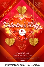 Disco flyer for Valentines Day. Vector illustration - EPS 10.