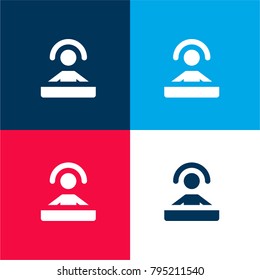 Disco four color material and minimal icon logo set in red and blue