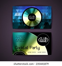 Disco geometric triangle background.  Disco card
