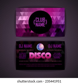 Disco geometric triangle background.  Disco card