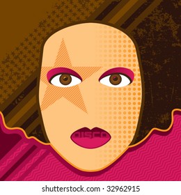 Disco girl retro background. Vector illustration.