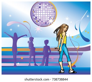 disco. girl, silhouettes