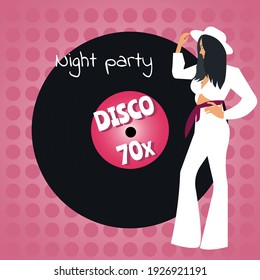 Disco girn on the night party banner