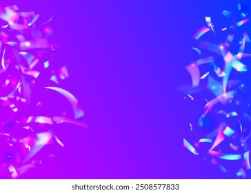 Disco Glitter. Carnaval Ribbon. Blue Art Burst. Isolated Flag. Unicorn Tinsel. Foil Element. Neon Background. Glare Christmas Explosion. Purple Disco Glitter