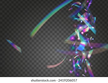 Disco Glitter. Festive Ribbon. Happy Iridescent Explosion. Celebrate Effect. Digital Paper. Blue Glare Background. Falling Design. Retro Element. Pink Disco Glitter