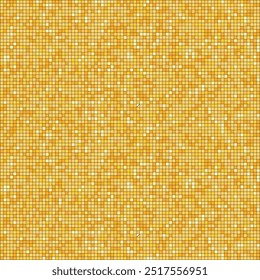 Disco gold tiles, shiny mosaic halftone sparkles. Vibrant paillette background. Sequin texture, Metallic yellow orange decoration, light effect.