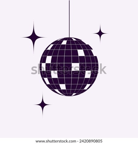 Disco graphic design template. Disco ball vector illustration on light background.