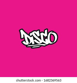 DISCO. Hand drawn vector lettering. Music lettering sign. Banner, postcard, poster, stickers, tag. Vector illustration.