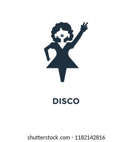 Disco icon. Black filled vector illustration. Disco symbol on white background. Can be used in web and mobile.