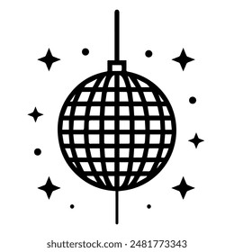 disco icon or modern line symbol. Vector line art and icon design with bold outline. Black and white Pixel Perfect minimalistic symbol isolated white background. Silhouette simple thin sign