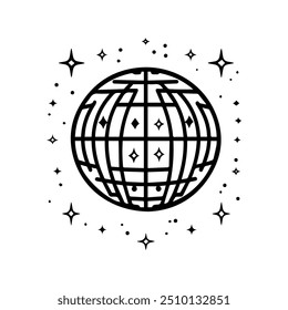 disco icon or modern line symbol. Vector line art and icon design with bold outline. Black and white Pixel Perfect minimalistic symbol isolated white background. Silhouette simple thin sign
