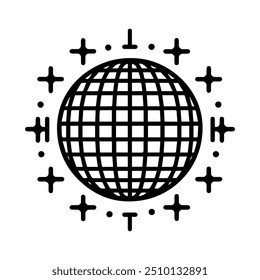 disco icon or modern line symbol. Vector line art and icon design with bold outline. Black and white Pixel Perfect minimalistic symbol isolated white background. Silhouette simple thin sign