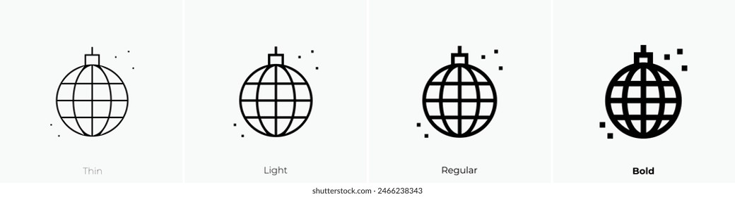 disco icon. Thin, Light Regular And Bold style design isolated on white background